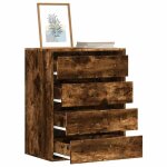 Vidaxl commode dangle ch�ne fum� 60x41x76 cm bois ding�nierie commode � tiroirs classeur armoire � tiroirs ...