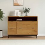 Vidaxl commode flam 110x40x80 cm bois de pin massif commode classeur armoire de rangement armoire commodes ...