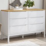 Vidaxl commode floro blanc bois de pin massif commode armoire de rangement buffet commode  tiroirs classeur ...