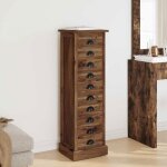 Vidaxl commode en teck massif vintage 35 x 30 x 100 cm marron avec tiroirs