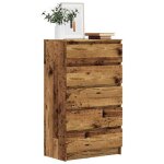 Vidaxl commode vieux bois 60x36x103 cm bois dingnierie coffre commode armoire avec tiroirs coffres commodes ...