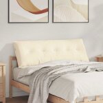 Vidaxl coussin de dos cr�me 140 x 50 cm en velours c�tel� - d�houssable rembourrage polyester