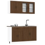 Vidaxl ensemble darmoires de cuisine 4 pcs kalmar bois dingnierie ensemble darmoires tagre de rangement ...
