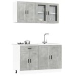 Vidaxl ensemble de 4 meubles de cuisine porto en bois ding�nierie gris b�ton 3314875