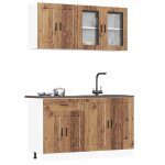 Vidaxl ensemble de 4 armoires de cuisine porto en bois ding�nierie vieilli 3314879