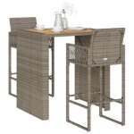 Vidaxl ensemble de bar de jardin 3 pcs sans coussins gris poly rotin 3328887