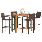 Vidaxl ensemble de bar de jardin 5 pcs marron bois massif acacia rotin table et chaises de bar dext�rieur ...
