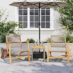 Vidaxl ensemble de bistro 3 pcs chaises et table de patio meubles de terrasse arrire - cour extrieur ...