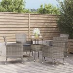 Vidaxl ensemble de bistro de jardin 5 pcs coussins gris poly rotin 3187435