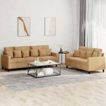 Vidaxl ensemble de canap�s avec coussins 2 pcs canap�s avec accoudoirs et dossier ensemble de meubles ...