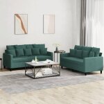 Vidaxl ensemble de canap�s avec coussins 2 pcs canap�s avec accoudoirs et dossier ensemble de meubles ...