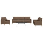 Vidaxl ensemble de canap�s 3 pcs marron tissu canap� si�ge de canap� canap� relax canap� confort fauteuil ...