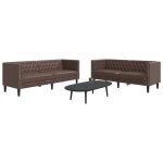 Vidaxl ensemble de canap chesterfield 2 pcs marron similicuir canap sige de canap canap relax canap ...