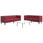Vidaxl ensemble de canapés chesterfield 2pcs rouge bordeaux similicuir canapé siège de canapé canapé ... Vidaxl ensemble de canapés chesterfield 2pcs rouge bordeaux similicuir canapé siège de canapé canapé ...