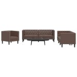 Vidaxl ensemble de canap� chesterfield 3 pcs marron similicuir canap� si�ge de canap� canap� relax canap� ...
