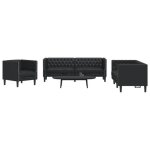 Vidaxl ensemble de canap chesterfield 3 pcs noir similicuir canap sige de canap canap relax canap ...