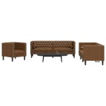 Vidaxl ensemble de canap� chesterfield et traversins 3 pcs marron canap� si�ge de canap� canap� relax ...