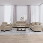 Vidaxl ensemble de canap�s avec coussins 3 pcs canap�s avec accoudoirs et dossier ensemble de meubles ...