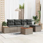 Vidaxl ensemble de canap� de jardin 6 pi�ces avec coussins gris poly rotin acacia 3348070