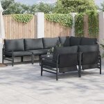 Vidaxl ensemble de canap� de jardin 7 pcs anthracite acier & tissu canap� de jardin et terrasse sofa ...
