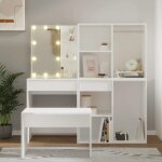 Vidaxl ensemble de coiffeuse avec led table cosmtique coiffeuse de maquillage table  bijoux chambre ...