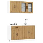 Vidaxl ensemble darmoires de cuisine 4 pcs kalmar bois dingnierie ensemble darmoires tagre de rangement ...