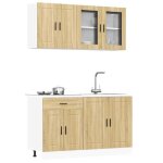 Vidaxl ensemble darmoires de cuisine 4 pcs porto bois dingnierie ensemble darmoires tagre de rangement ...