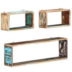 Vidaxl ensemble detagre cube 3 pcs bois solide de rcupration etagre de rangement etagre de stockage ...