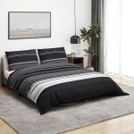 Vidaxl ensemble de housse de couette noir et blanc 140x200 cm coton 136492