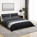 Vidaxl ensemble de housse de couette noir et blanc 220x240 cm coton 136497