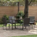 Vidaxl ensemble de jardin 6 pices avec coussins table en mtal extensible et chaises modernes rectangulaires ...