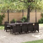 Vidaxl ensemble de jardin 9 pi�ces marron en poly rattan. grande table et chaises au design moderne 3378739 ...