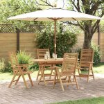Vidaxl ensemble de jardin pliable en bois de teck 5 pi�ces avec table et chaises pour 4 personnes. mobilier ...