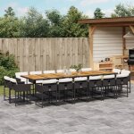 Vidaxl ensemble à manger de jardin 17 pcs coussins noir résine tressée 3278198 Vidaxl ensemble à manger de jardin 17 pcs coussins noir résine tressée 3278198