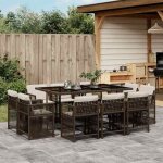 Vidaxl ensemble à manger de jardin et coussins 11 pcs marron rotin 3211749 Vidaxl ensemble à manger de jardin et coussins 11 pcs marron rotin 3211749