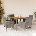 Vidaxl ensemble � manger de jardin et coussins 5 pcs gris rotin acacia ensemble de salle � manger dext�rieur ...