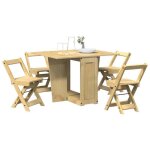 Vidaxl ensemble � manger papillon 5 pcs corona pliable cire marron pin ensemble de table � manger table ...
