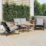 Vidaxl ensemble de meubles de balcon avec coussins 5 pcs noir acier ensemble de meubles dext�rieur ensemble ...