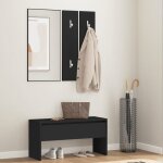 Vidaxl ensemble de meubles de couloir noir bois dingnierie meuble de couloir mobilier de couloir mobilier ...