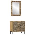 Vidaxl ensemble de meubles salle de bain 2 pcs miroir et armoire de lavabo de salle de bain meubles sous ...