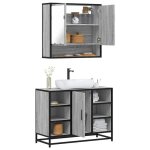 Vidaxl ensemble de meubles de salle de bain 2 pcs sonoma gris armoire de salle de bain placard de salle ...