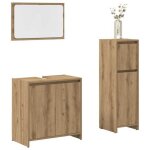 Vidaxl ensemble de meubles salle de bain 3 pcs bois ding�nierie armoire de salle de bain placard de salle ...