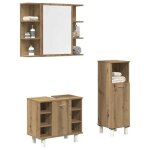 Vidaxl ensemble de meubles salle de bain 3 pcs bois ding�nierie armoire de salle de bain placard de salle ...