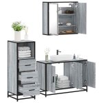 Vidaxl ensemble de meubles de salle de bain 3 pcs sonoma gris armoire de salle de bain placard de salle ...