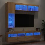 Vidaxl ensemble de meubles tv muraux et lumi�res led 7 pcs armoires de t�l�vision suspendues ensemble ...