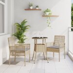 Vidaxl ensemble de repas de jardin 3 pièces en poly rattan beige 3334947 Vidaxl ensemble de repas de jardin 3 pièces en poly rattan beige 3334947