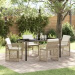 Vidaxl ensemble repas jardin 5 pi�ces avec coussins beige 3380635