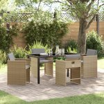 Vidaxl ensemble repas jardin 5 pi�ces avec coussins beige poly rattan 3380710