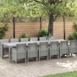 Vidaxl ensemble de salle � manger de jardin 13 pi�ces en gris clair table rectangulaire pour 12 personnes ...