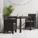 Vidaxl ensemble de salle  manger de jardin 3 pices avec coussins en osier poly brun 3378679